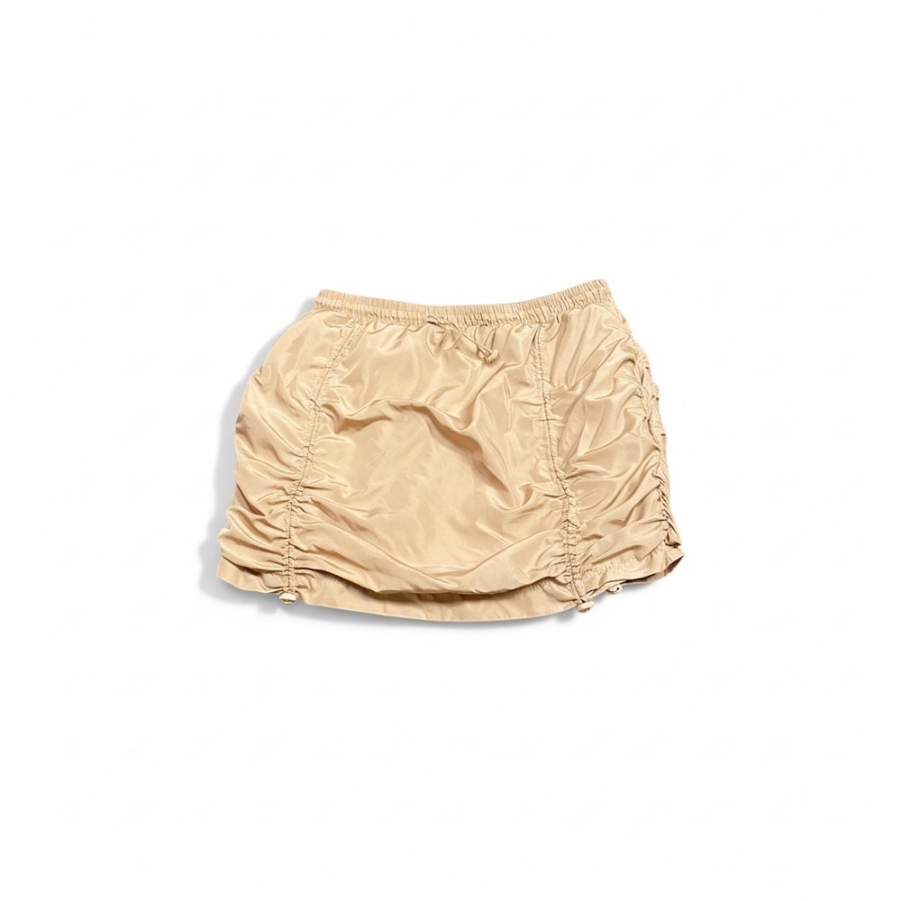 Stylish Tan Ruched Mini Skirt - Picture 3 of 4